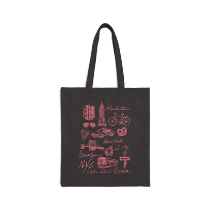 New York City Sketch Art Cotton Canvas Tote Bag