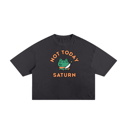 Not Today Frog Unisex Classic Frayed Boxy Tee