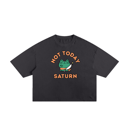 Not Today Frog Unisex Classic Frayed Boxy Tee