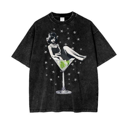 Martini Gal Unisex Oversize Snow Washed T-Shirt