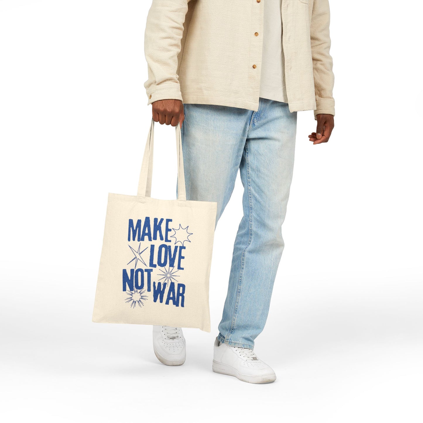 Make Love Not War Cotton Canvas Tote Bag