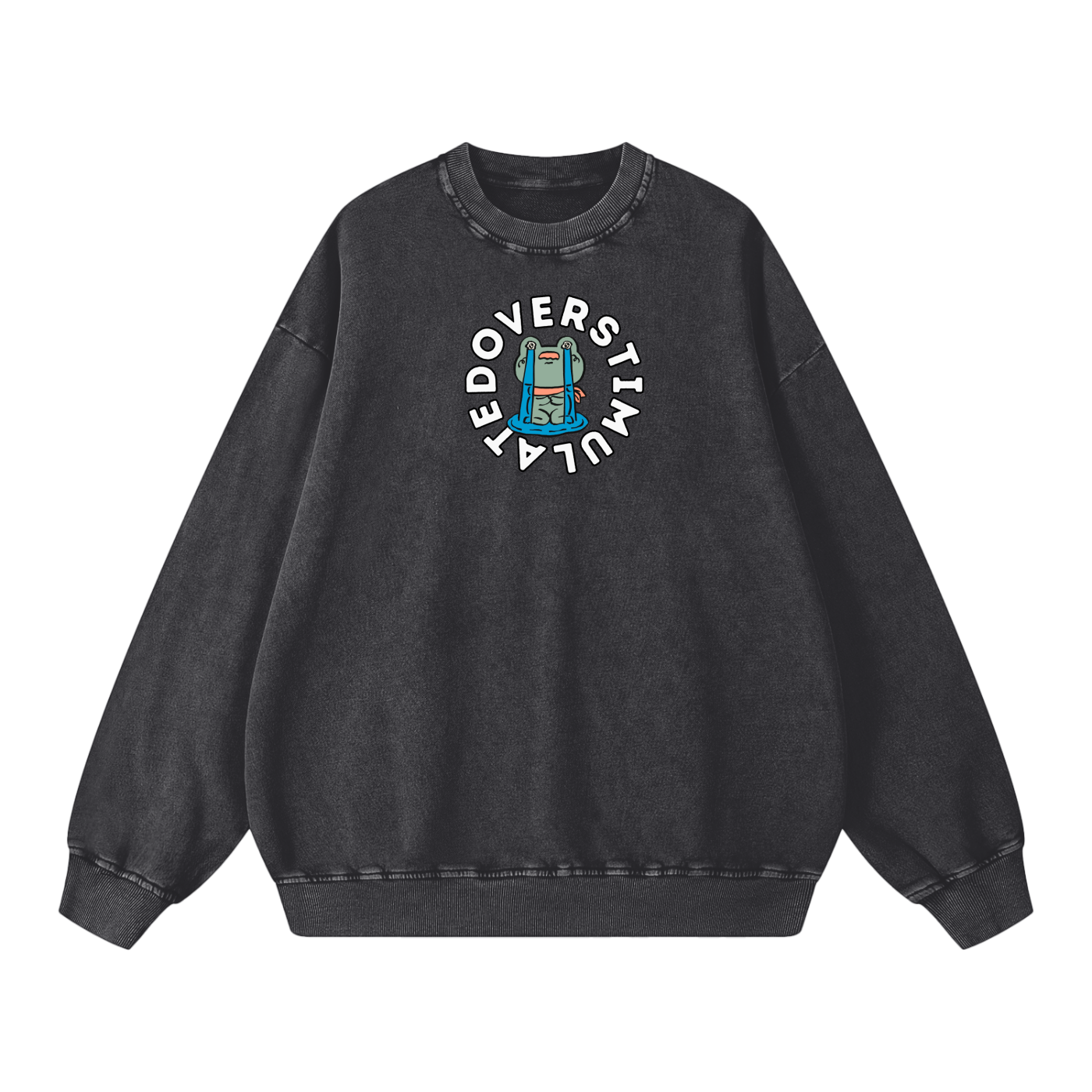 Overstimulated Frog Acid Wash Oversize Sweatshirt