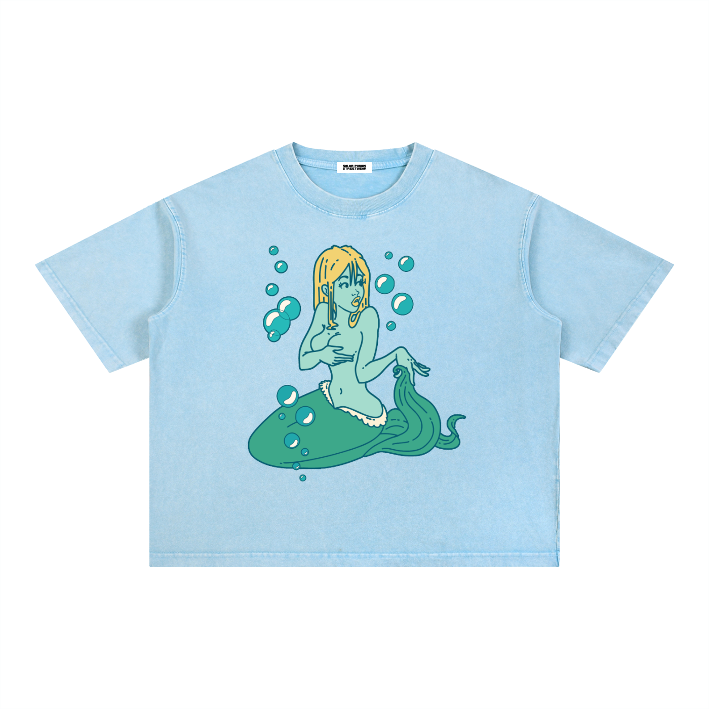 Mermaid Mineral Wash Boxy Cotton T-Shirt