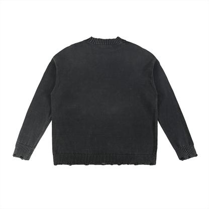 Heart Burn Vintage Washed Hand-Frayed Sweater