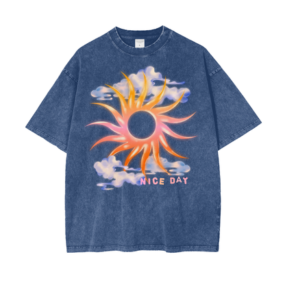 Nice Day Unisex Oversize Snow Washed T-Shirt