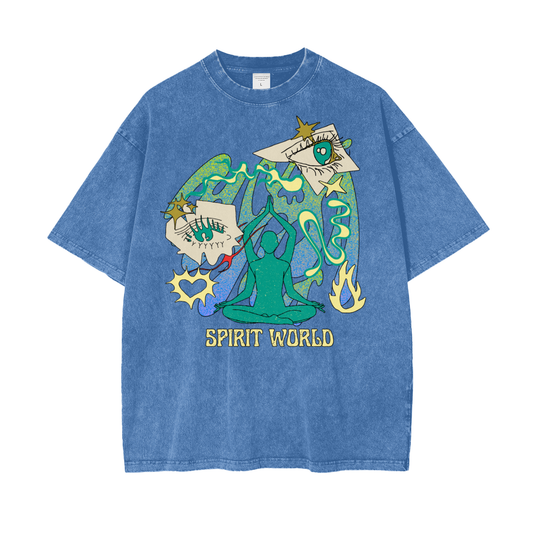 Anime Spirit World Unisex Oversize Snow Washed T-Shirt