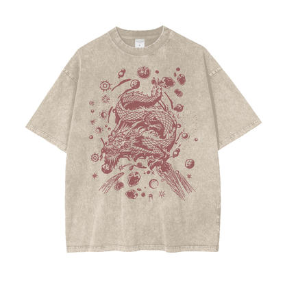 Dragon Universe Unisex Oversize Snow Washed T-Shirt