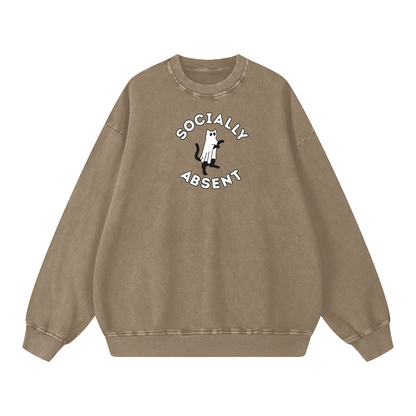 Ghost Cat Acid Wash Oversize Sweatshirt