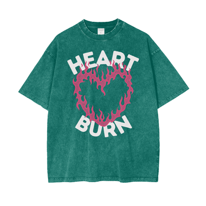 Heart Burn Unisex Oversize Snow Washed T-Shirt