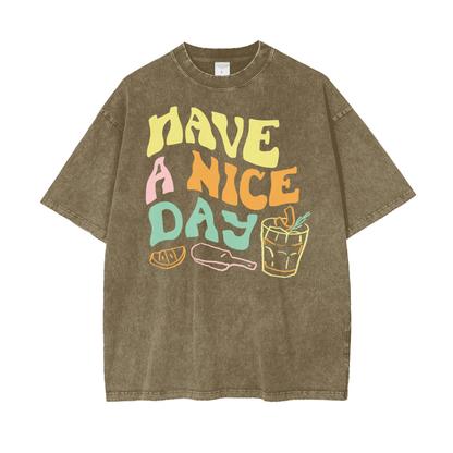 Nice Day Drinks Unisex Oversize Snow Washed T-Shirt