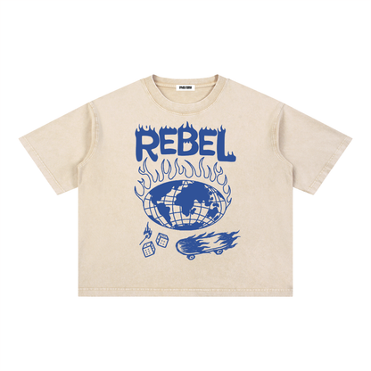 Rebel World Mineral Wash Boxy Cotton T-Shirt