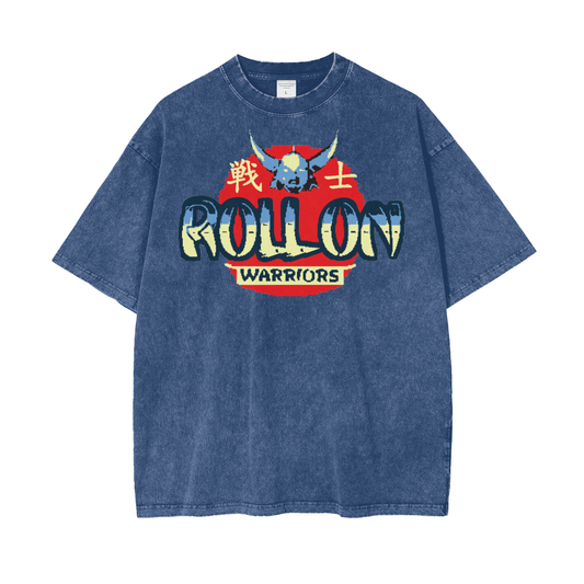 Anime Roll On Warriors Unisex Oversize Snow Washed T-Shirt