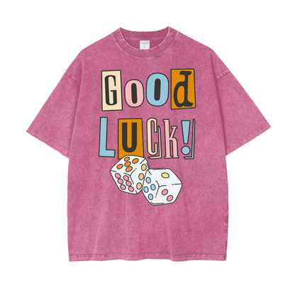 Good Luck Unisex Oversize Snow Washed T-Shirt
