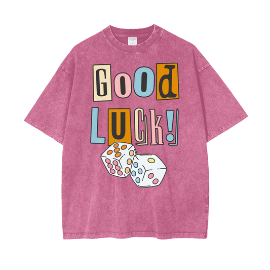 Good Luck Unisex Oversize Snow Washed T-Shirt