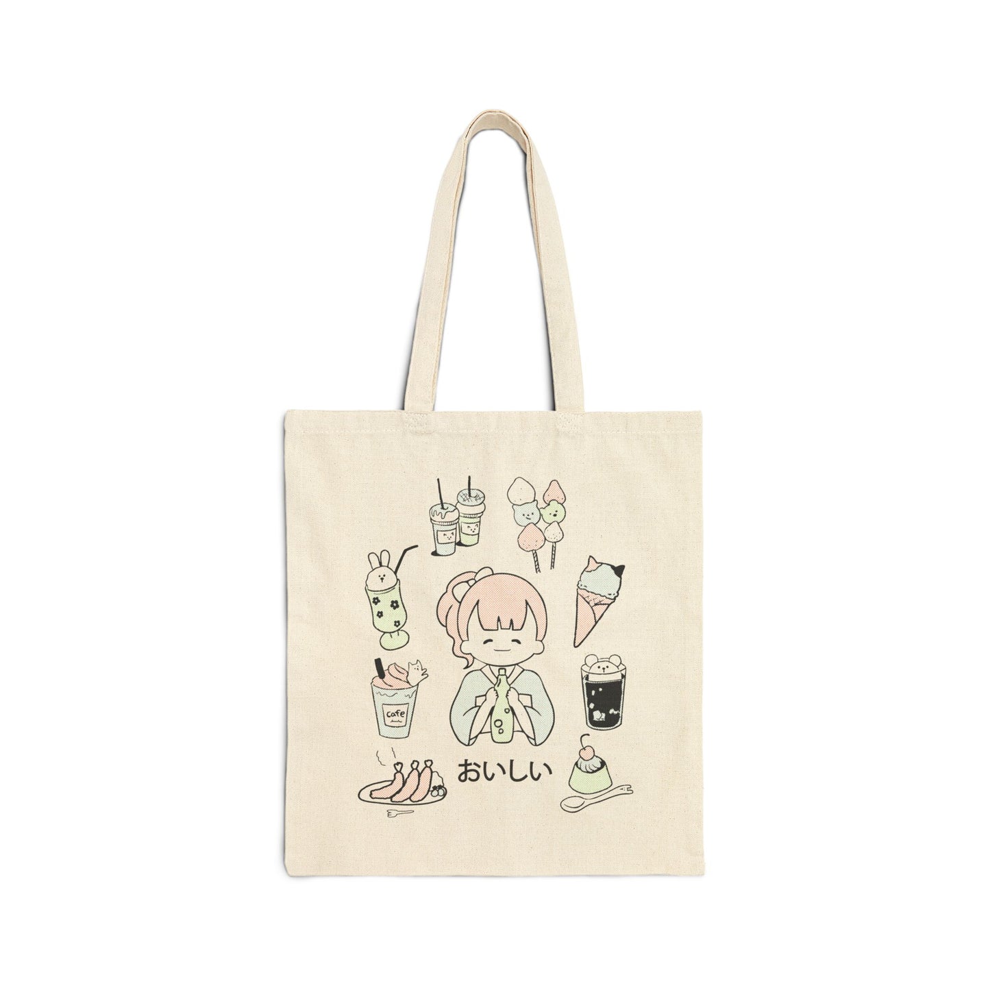 Kawaii "Delicious" Foods Cotton Canvas Tote Bag