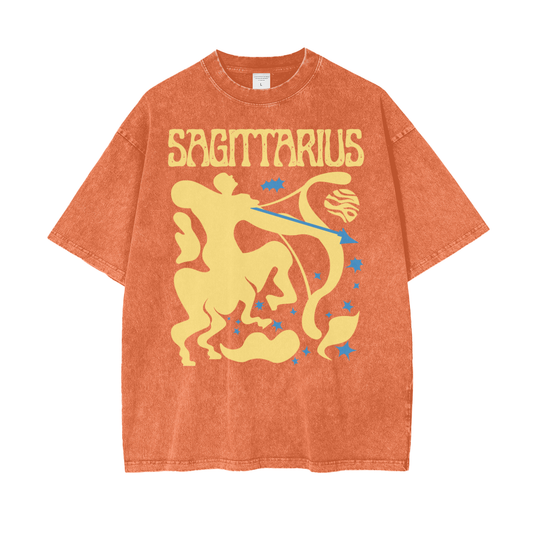 Zodiac Sagittarius Psychedelic Snow Washed T-Shirt