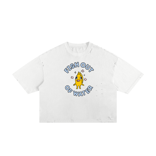 Funny Fish Unisex Classic Frayed Boxy Tee