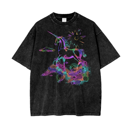 Unicorn Unisex Oversize Snow Washed T-Shirt