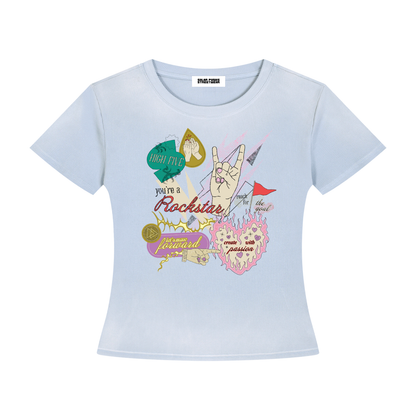 Rockstar Grunge Punk Sun-Fade Washed T-Shirt