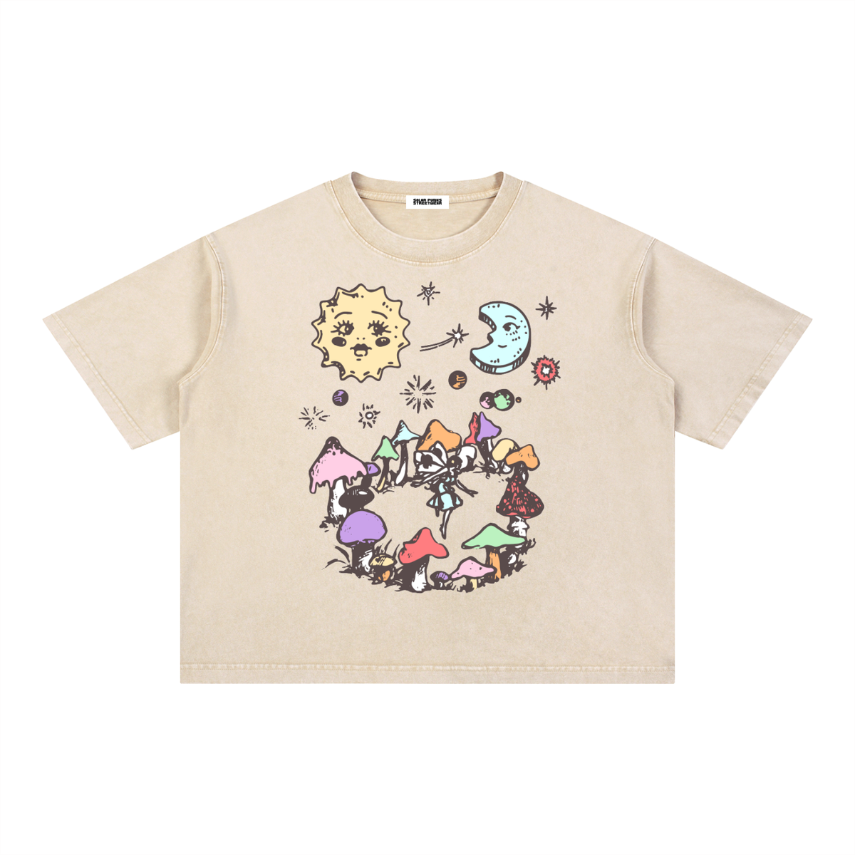Fairy Circle Unisex Oversized Mineral Wash Boxy Cotton T-Shirt