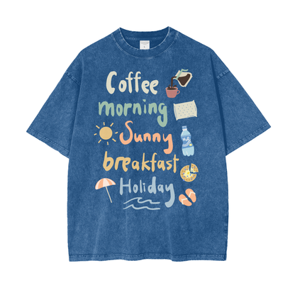 Morning Coffee Unisex Oversize Snow Washed T-Shirt
