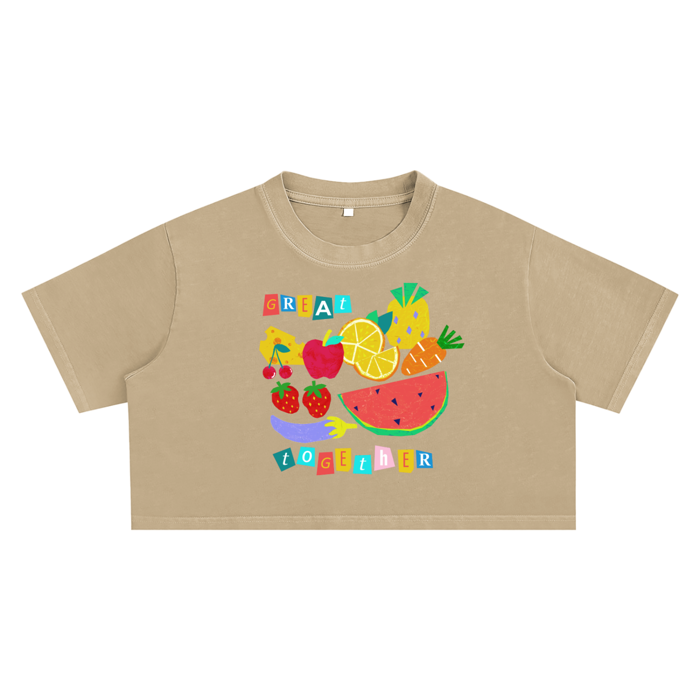 Fruits Snow Washed Crop Top