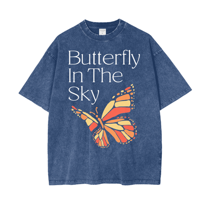 Butterfly Unisex Oversized Snow Washed T-Shirt