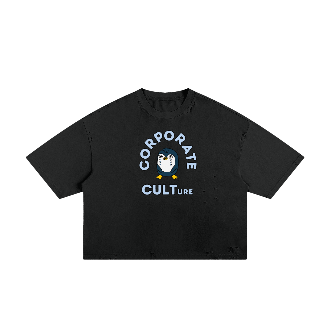 Corp Cult Penguin Unisex Classic Frayed Boxy Tee