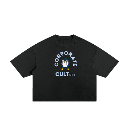 Corp Cult Penguin Unisex Classic Frayed Boxy Tee