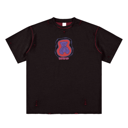 Teddy Bear,D Unisex Reversible Frayed T-shirt