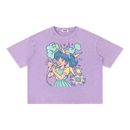 Anime Singer Mineral Wash Boxy Cotton Unisex T-Shirt