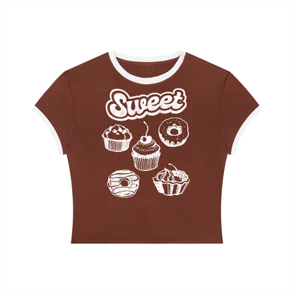 Sweet Treats Retro Women's Slim Fit Contrast Rib T-Shirt