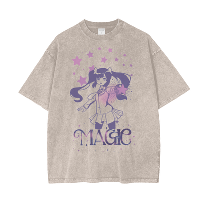Anime Magic Unisex Oversize Snow Washed T-Shirt