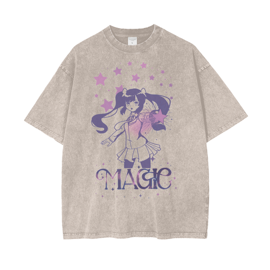 Anime Magic Unisex Oversize Snow Washed T-Shirt