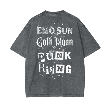 Solar Punk Rising Frt/Bck Oversize Snow Washed T-Shirt