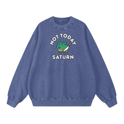 Not Today Frog Unisex Acid Wash Oversize Sweatshirt