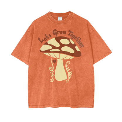Mushroom Unisex Oversize Snow Washed T-Shirt