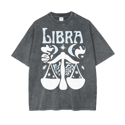 Zodiac Libra Psychedelic Snow Washed T-Shirt