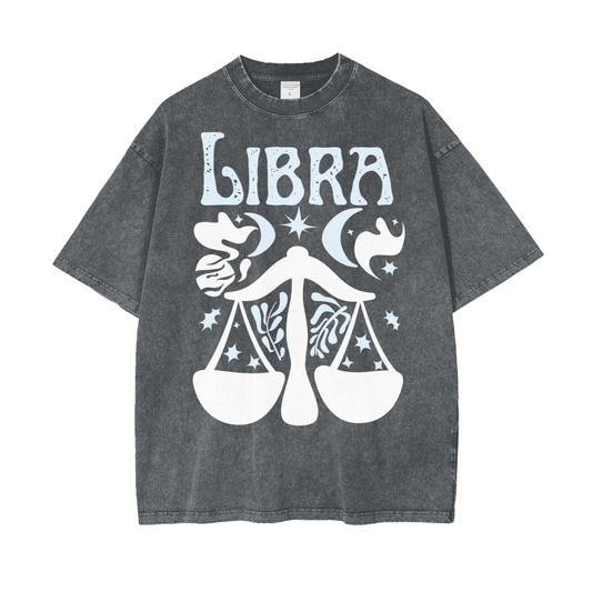 Zodiac Libra Psychedelic Snow Washed T-Shirt
