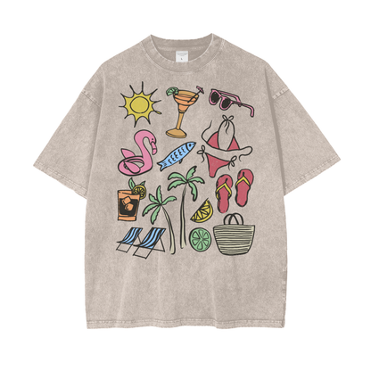 Beach Items Unisex Oversize Snow Washed T-Shirt