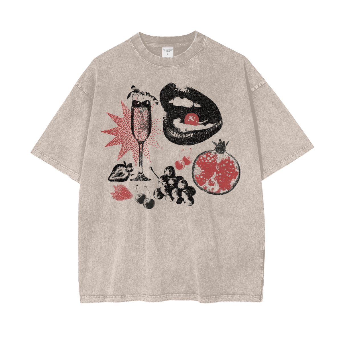 Fruit Champagne Unisex Oversize Snow Washed T-Shirt