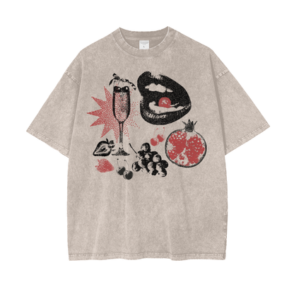Fruit Champagne Unisex Oversize Snow Washed T-Shirt