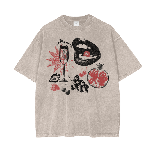 Fruit Champagne Unisex Oversize Snow Washed T-Shirt
