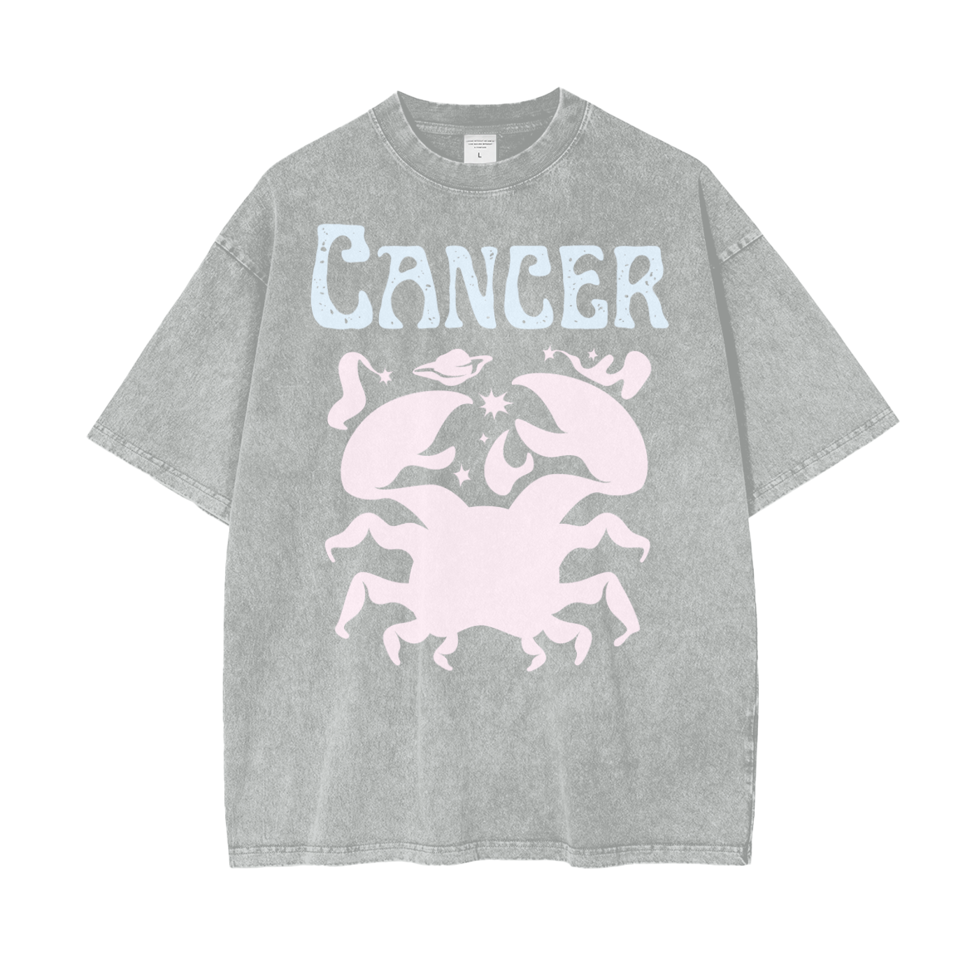 Zodiac Cancer Psychedelic Snow Washed T-Shirt