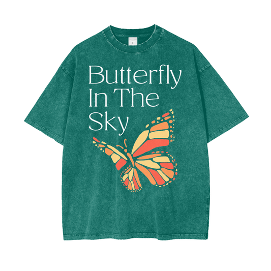 Butterfly Unisex Oversized Snow Washed T-Shirt
