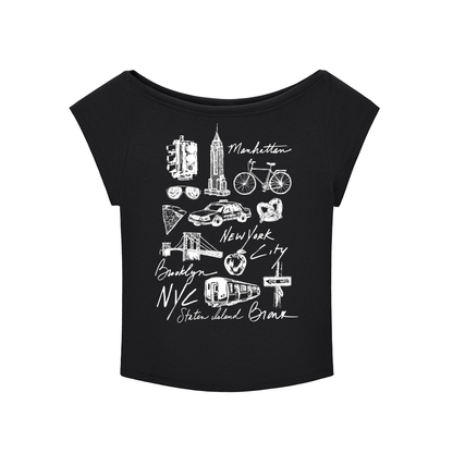New York Retro Wide Scoop Neck 90s Slub T-shirt