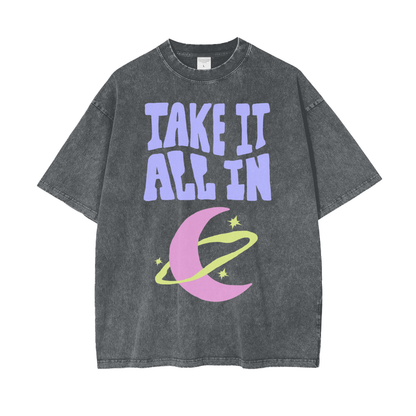 Moon Phase Oversize Snow Washed T-Shirt