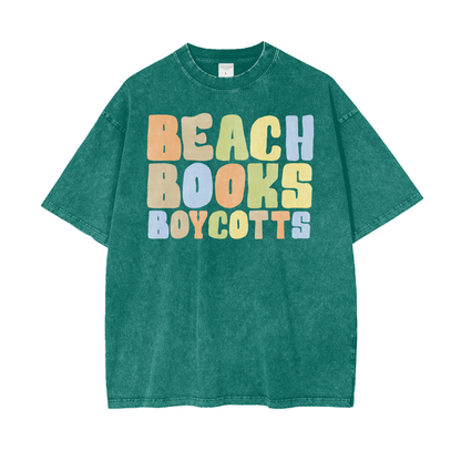 Beach Books Unisex Oversize Snow Washed T-Shirt