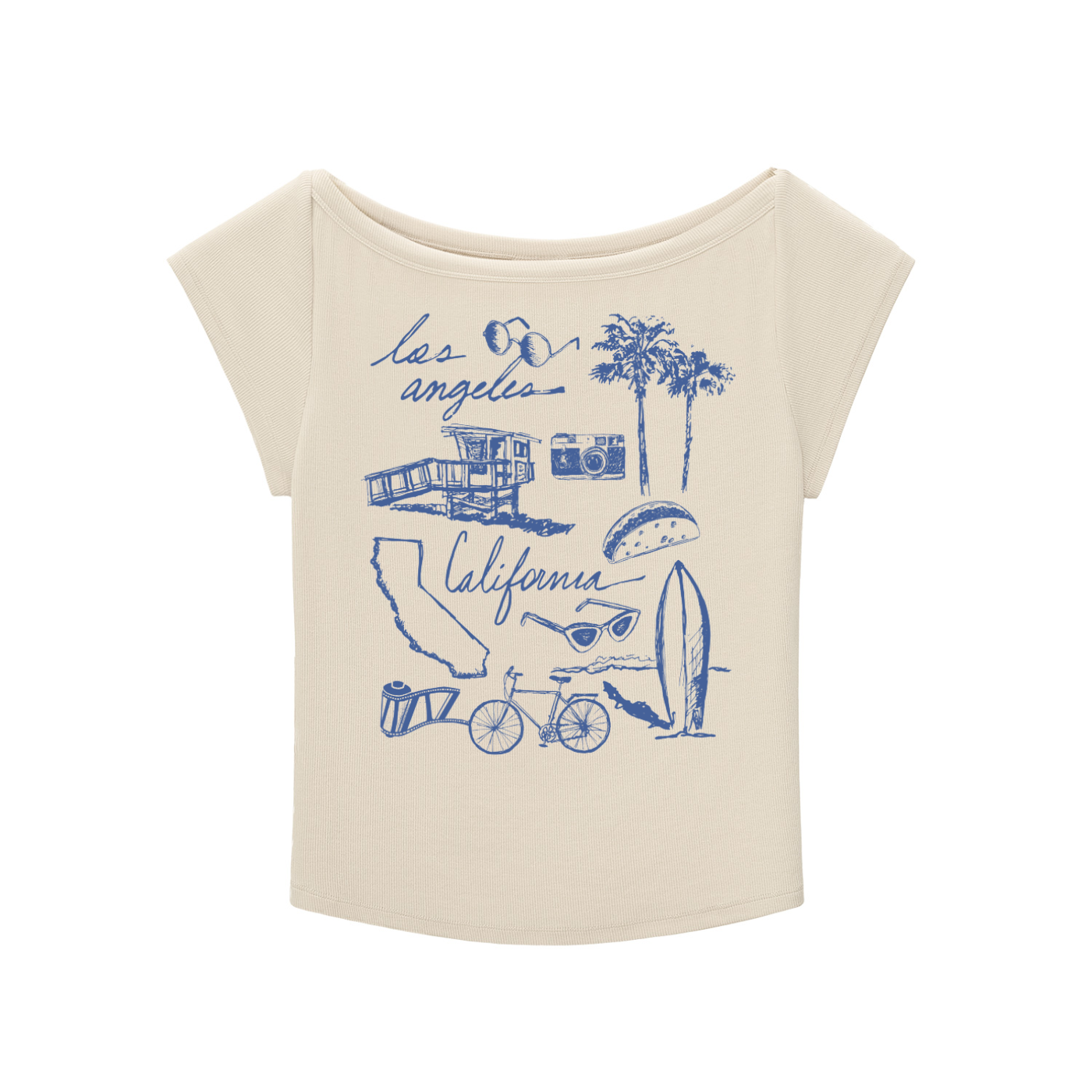 California Retro Wide Scoop Neck 90s Slub T-shirt