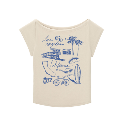 California Retro Wide Scoop Neck 90s Slub T-shirt